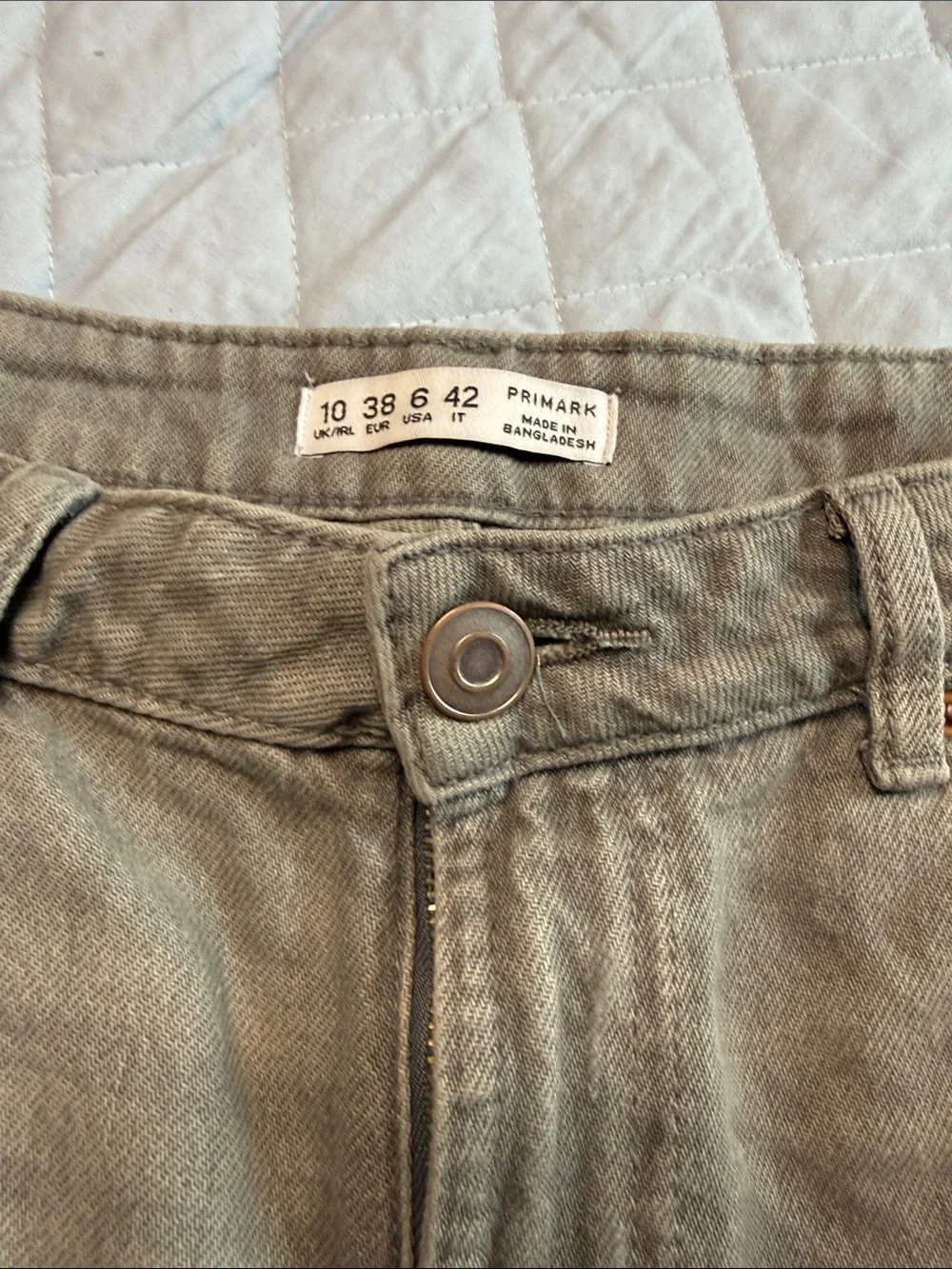 Primark Khaki Distressed Denim Shorts